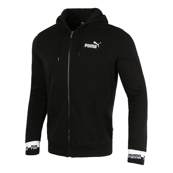 

Куртка amplified full-zip hoodied jacket 'black white' Puma, черный