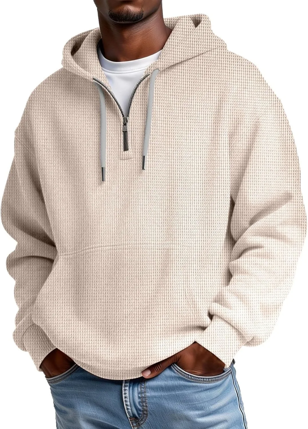 

Толстовка Miyaomn Quarter Zip Waffle с капюшоном для мужчин Big and Tall