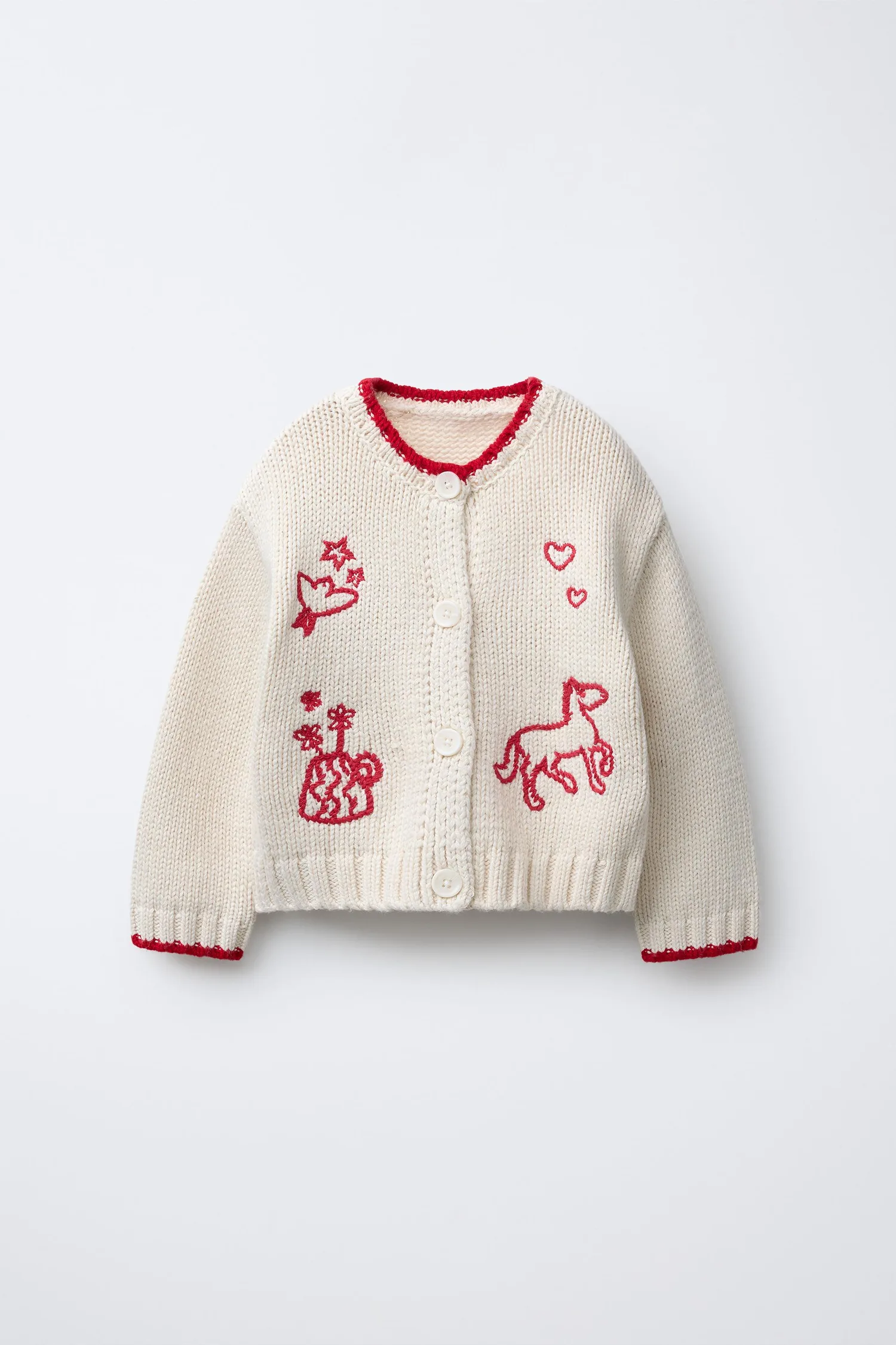 Кардиган с вышивкой Zara, экрю