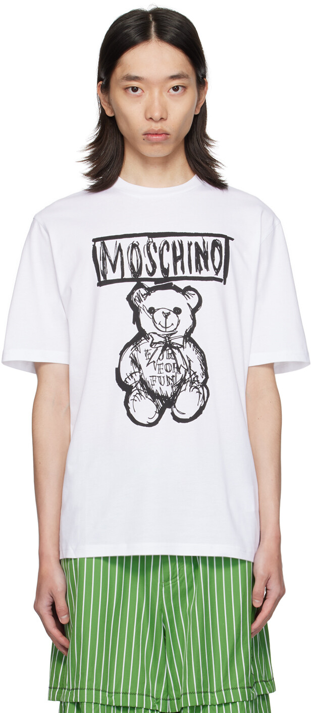 

Белая футболка с плюшевым мишкой Moschino, Multi white
