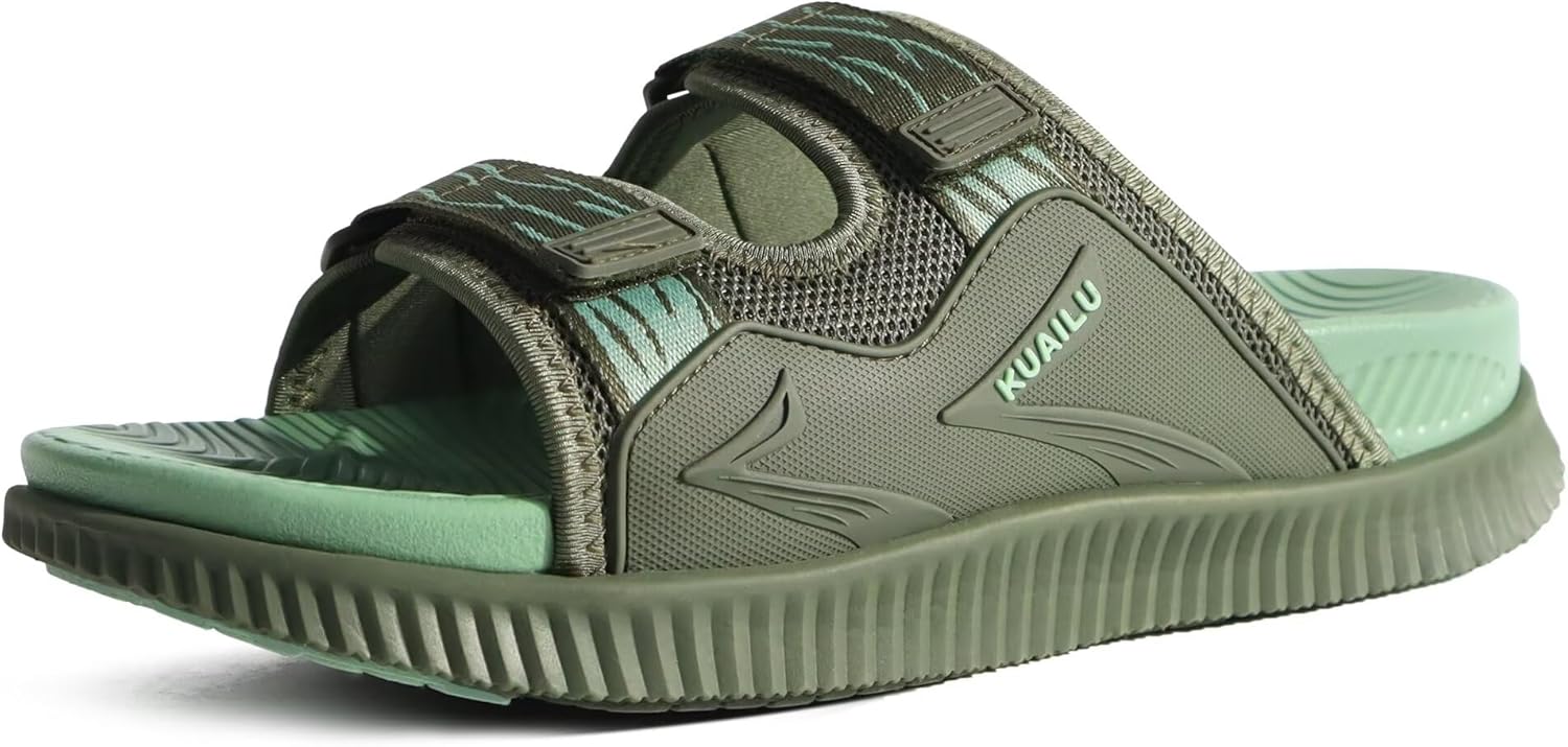 

Мужские ортопедические сандалии KuaiLu, спортивные сандалии с толстой амортизирующей подошвой для восстановления, регулируемый ремешок, открытый носок, с поддержкой свода стопы для комфортной ходьбы при подошвенном фасците, зеленый