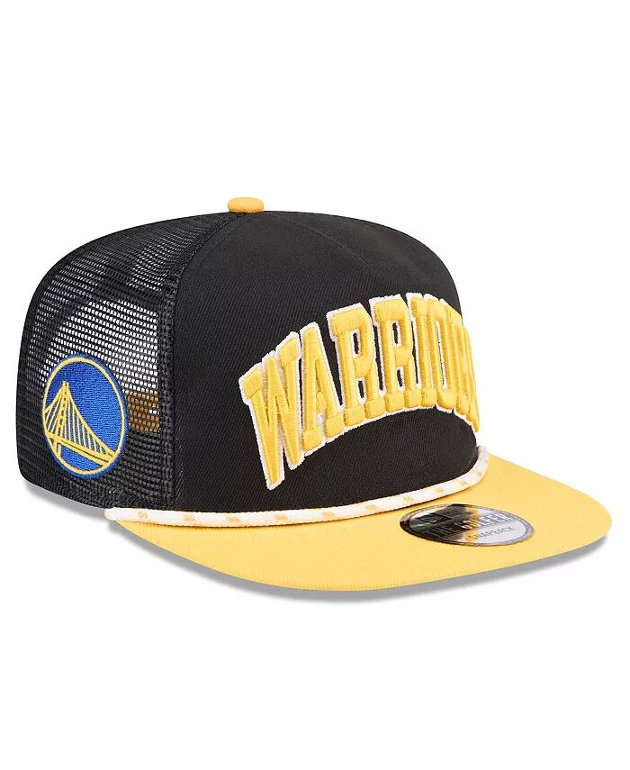 

Мужская черно-золотая бейсболка-кепка для гольфа Golden State Warriors Throwback Team Arch New Era