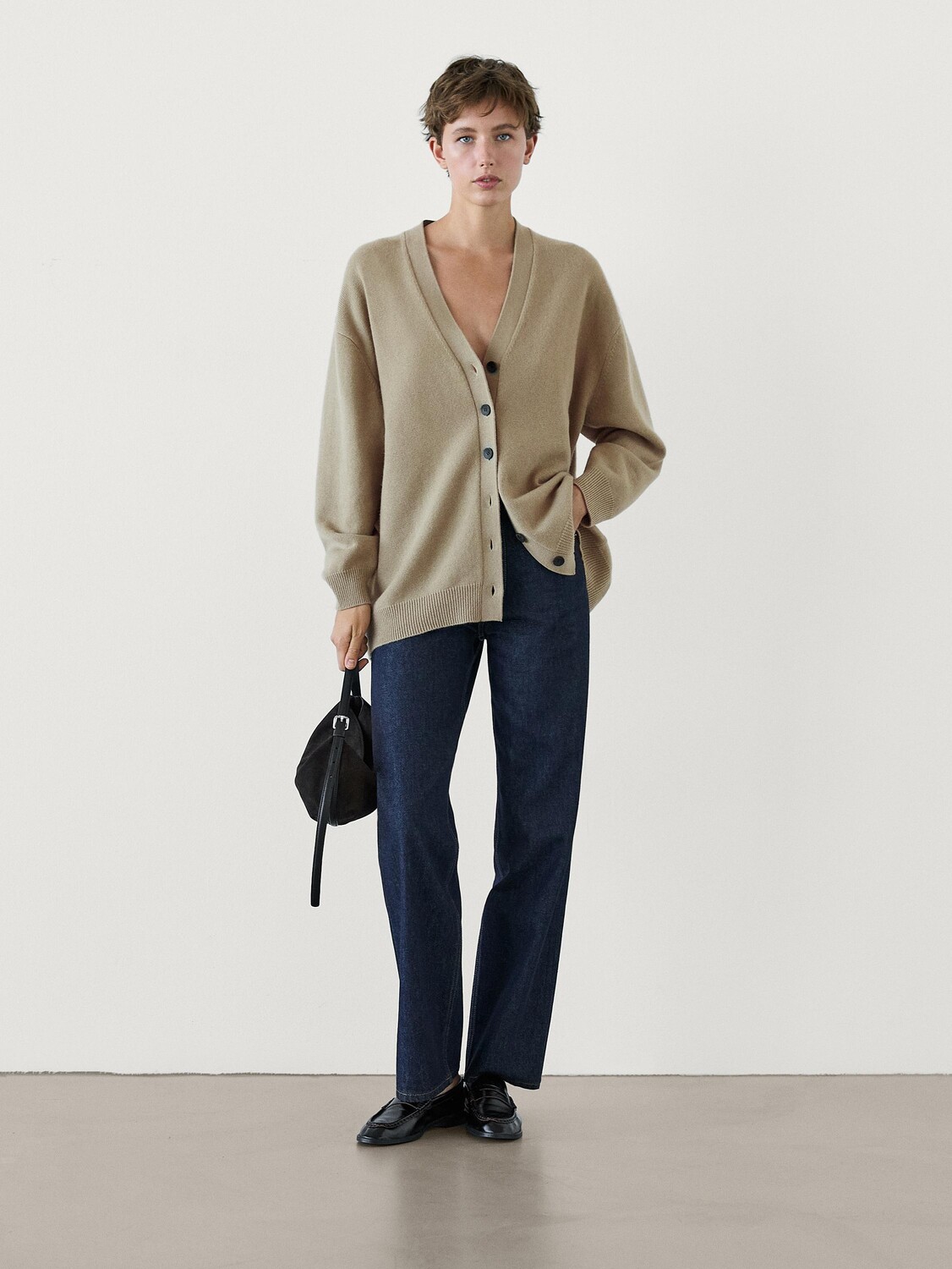

Длинный вязаный кардиган из 100% шерсти Massimo Dutti, зеленый