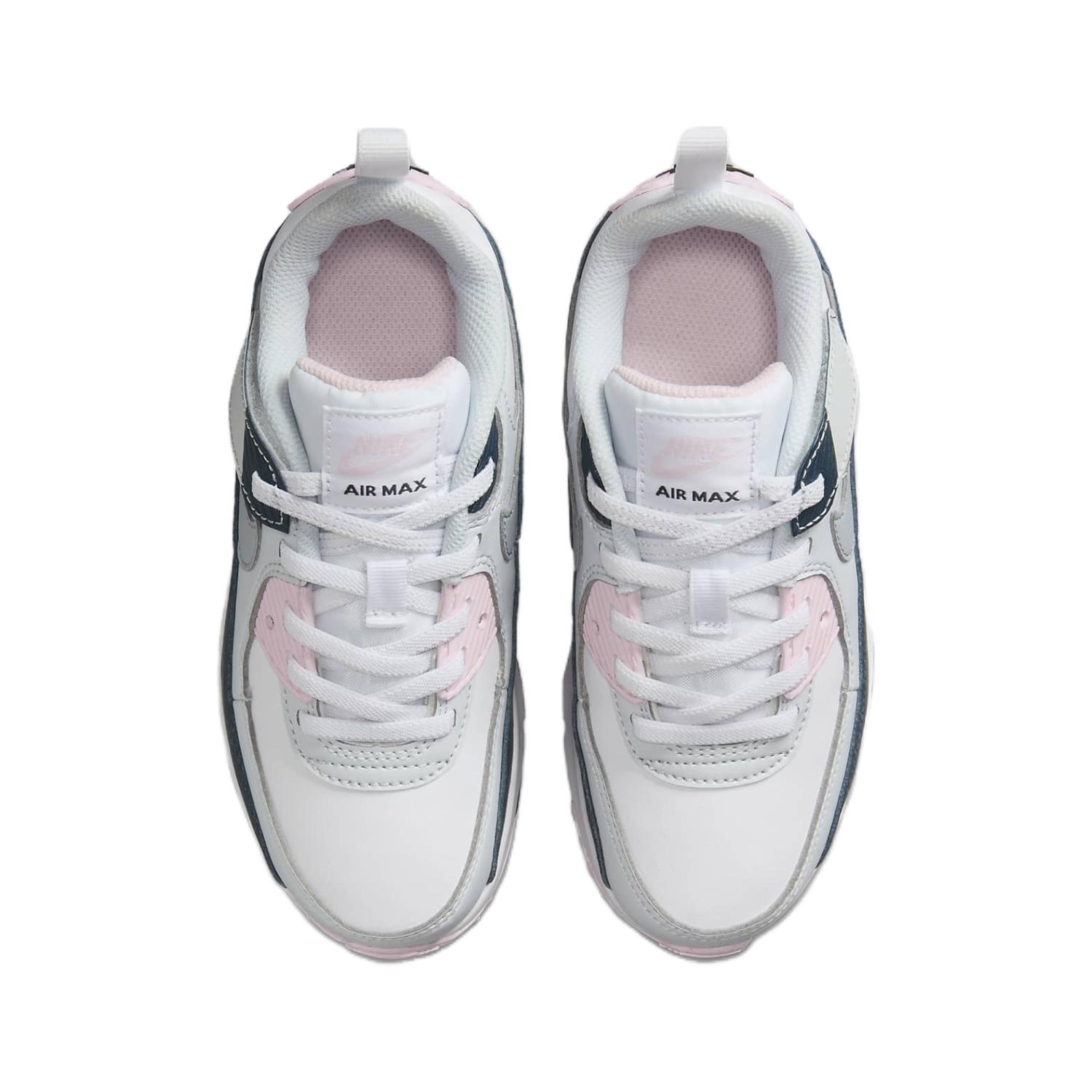 Nike Низкие кроссовки Air Max 90 для детей, белые, розовые, для детей от 3 до 7 лет — фото 3