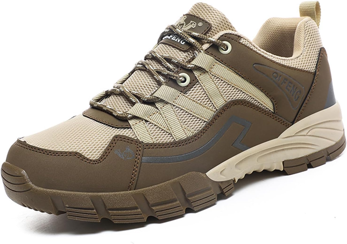 

Мужские походные кроссовки с сеткой и шнуровкой, стильный круглый носок, дышащие, противоскользящие, повседневные, для прогулок на открытом воздухе, кемпинга и путешествий, легкие Bedgmdeg, хаки