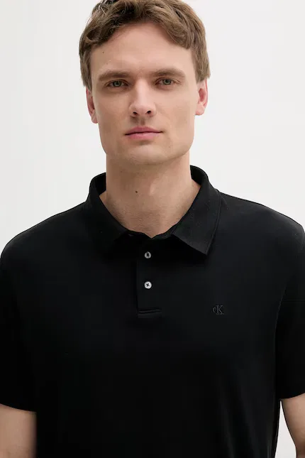 Поло из эластичного хлопка Calvin Klein, черный — фото 3