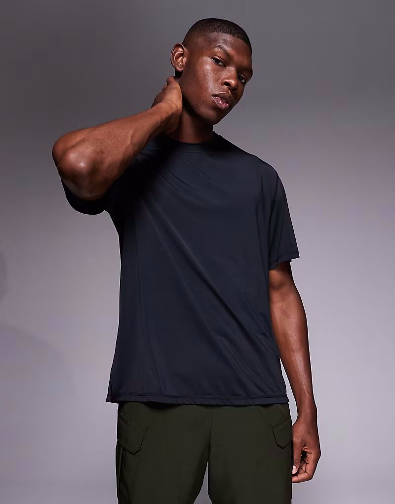 

Футболка для бега из быстросохнущего нейлона с сетчатой структурой, свободного кроя, черного цвета 4505