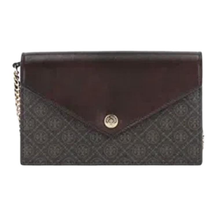 

TORY BURCH Сумка конверт из искусственной кожи с монограммой T через плечо на плечо женская черная кофе