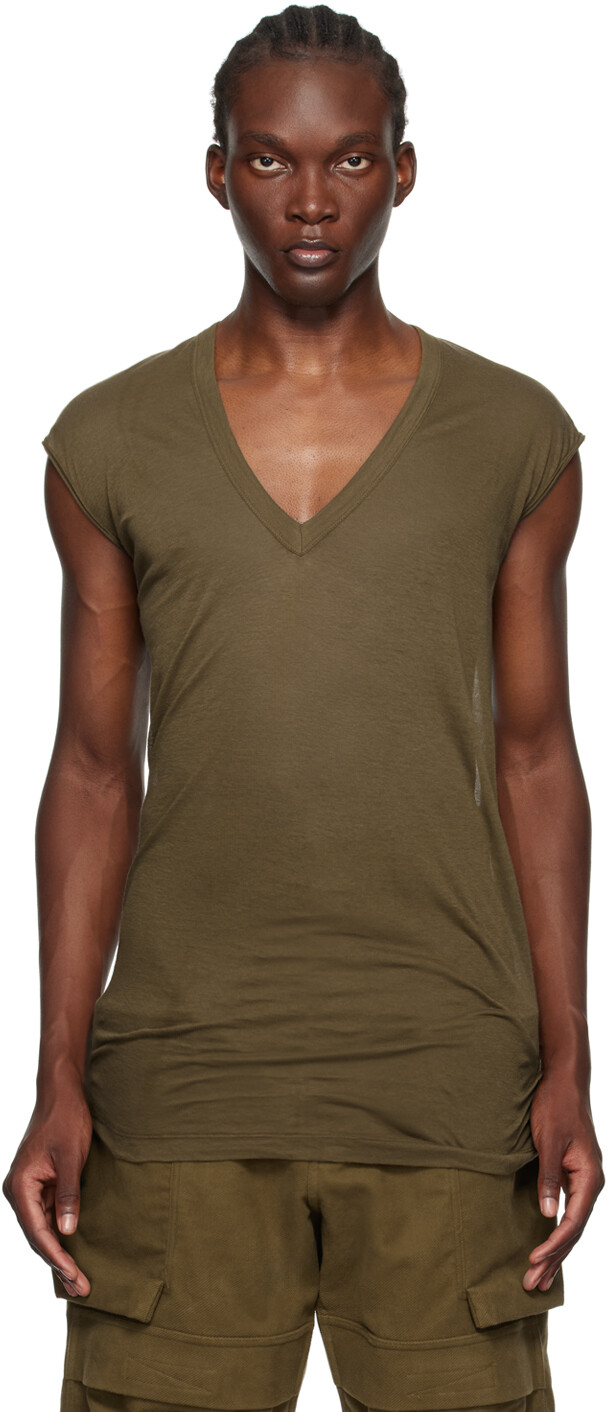 

Футболка Porterville Deep V с принтом хаки Rick Owens