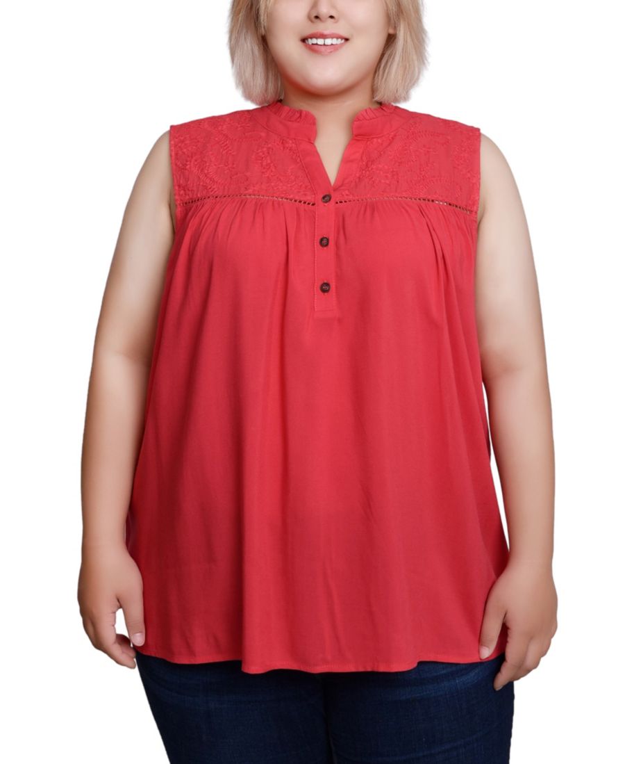 

Блузка без рукавов с кокеткой больших размеров NY Collection, Chinese Red