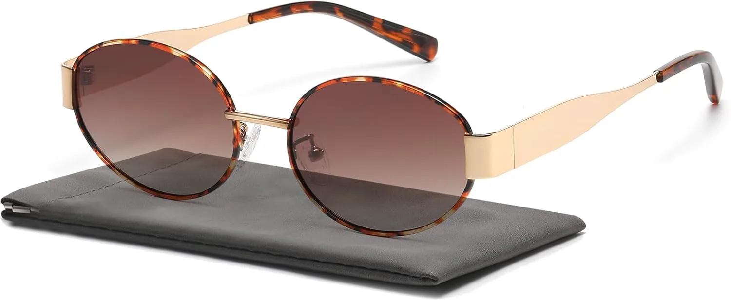 

Солнцезащитные очки ретро-овальной формы для женщин и мужчин, классическая металлическая оправа, поляризованные, с защитой от УФ-излучения UV400 Musivon, Brown