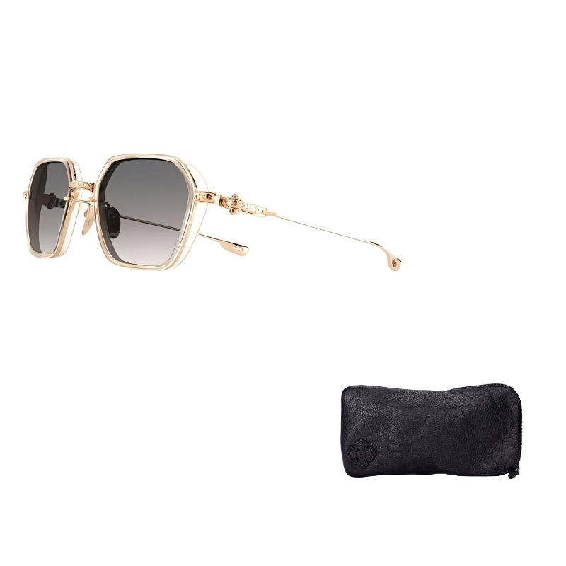 

Солнцезащитные очки асимметричной формы унисекс золотистые Chrome Hearts