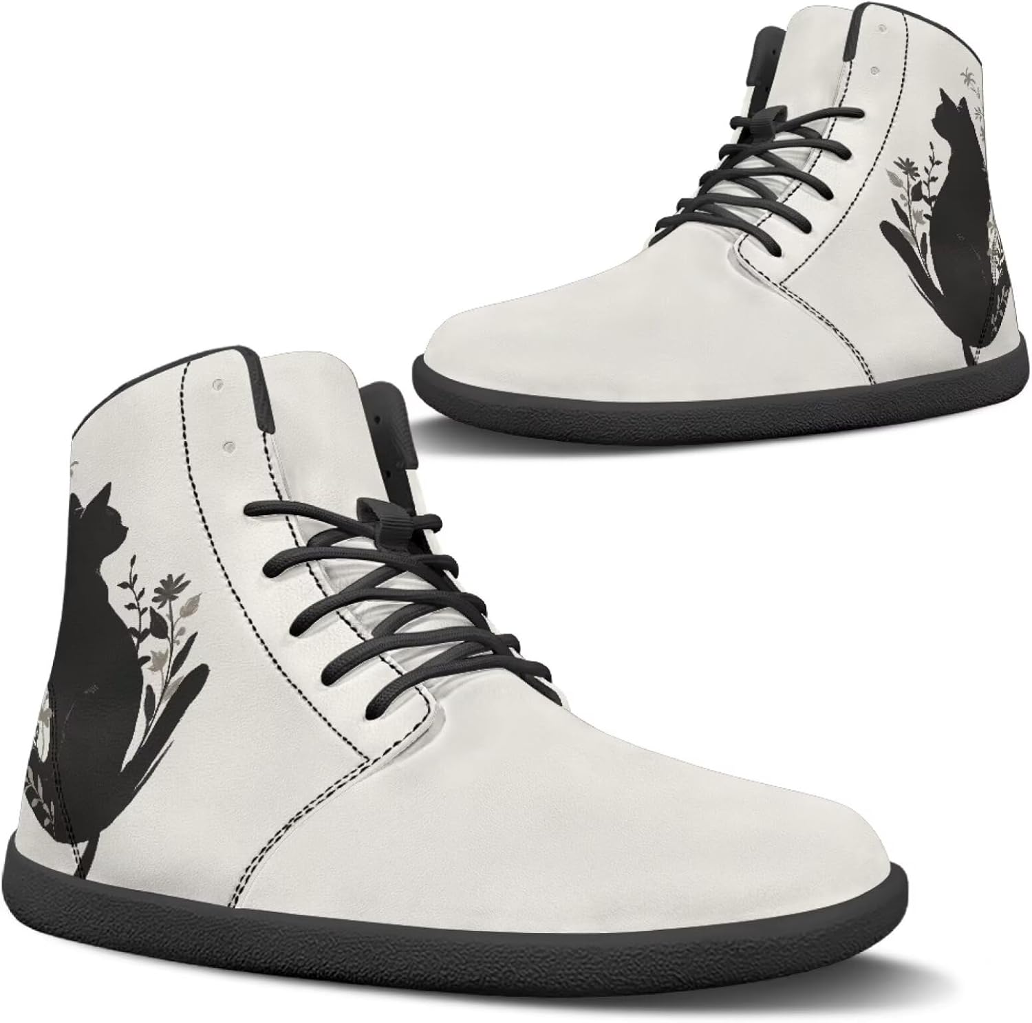 

Женские высокие кеды JoyLamoria Skull Rose из кожи, повседневные шнурованные туфли, модные кроссовки 2025 года для прогулок и тенниса, черный