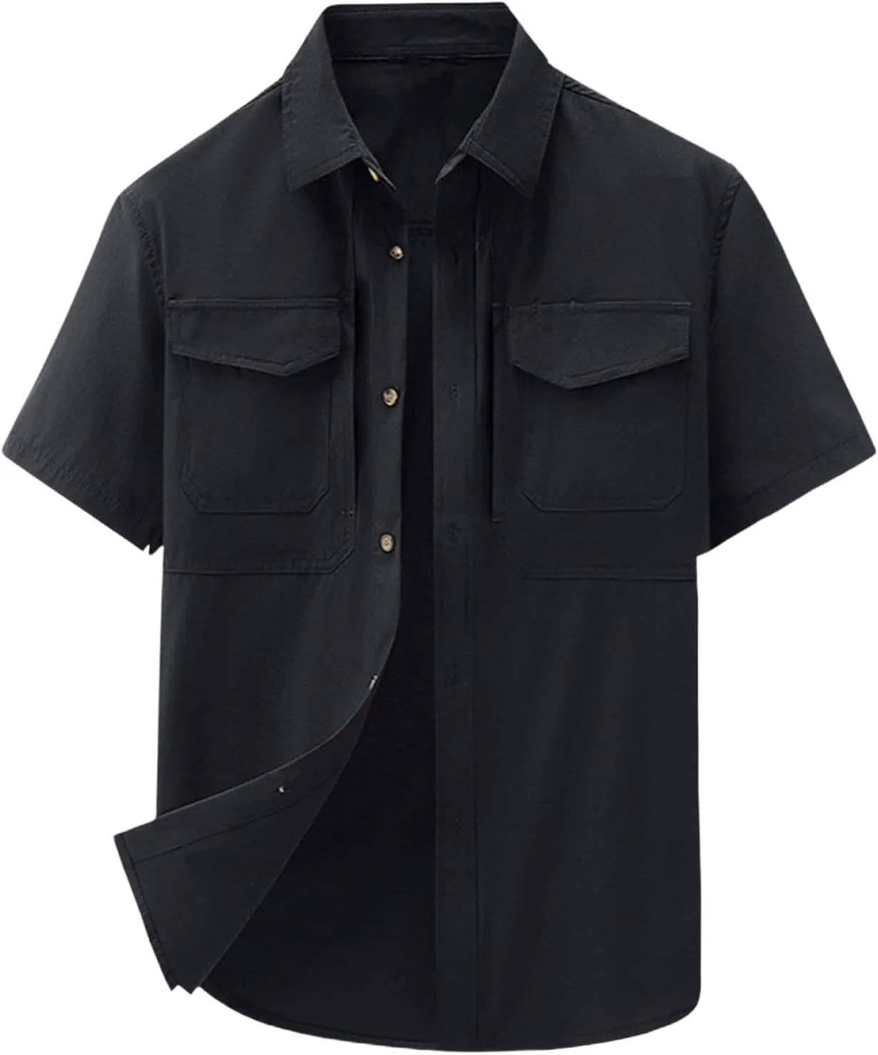 

Мужская рубашка с коротким рукавом и карманами, однотонная летняя Sdeycui