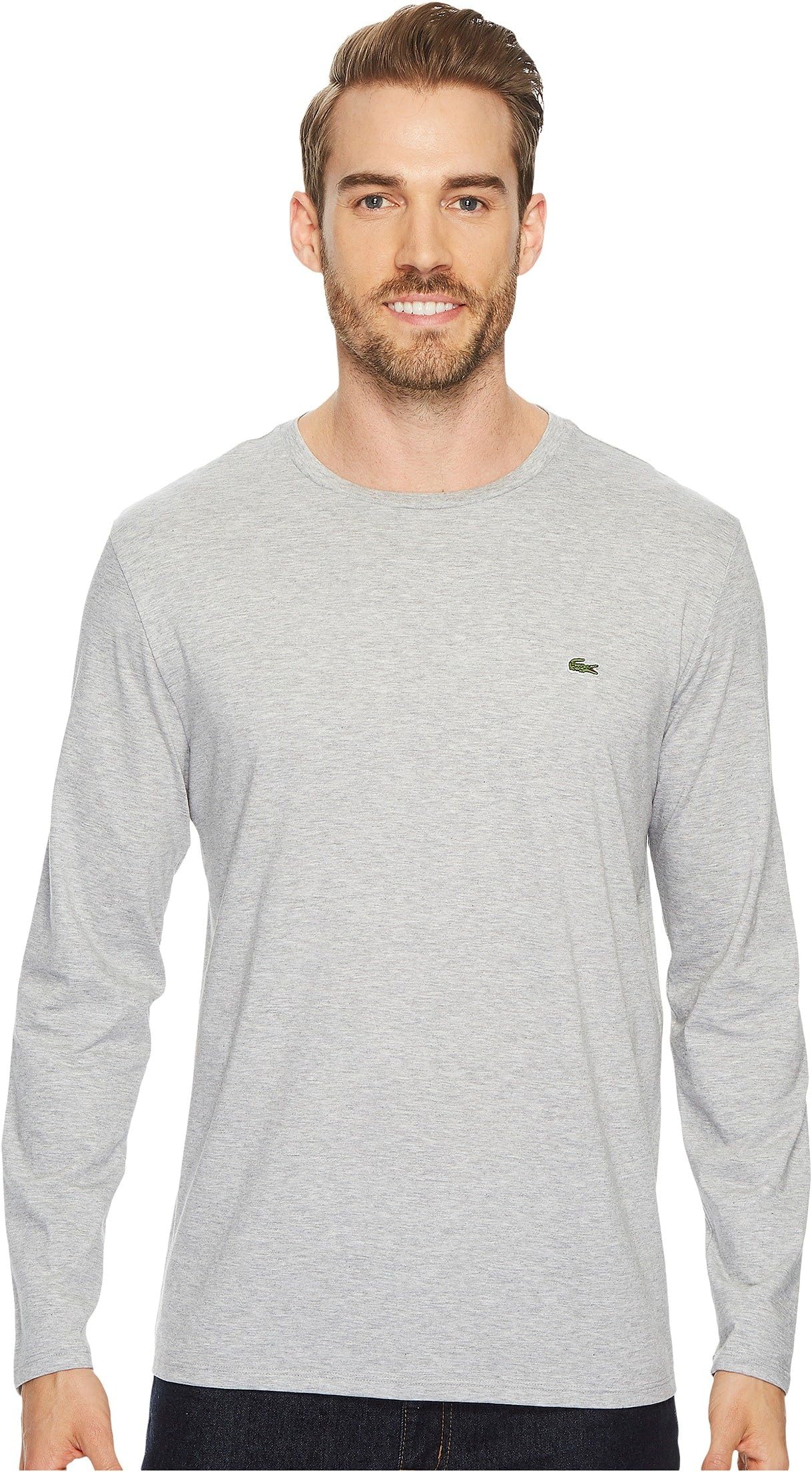 

Футболка Lacoste Long Sleeve Pima Jersey Crew Neck T-Shirt, цвет Silver Chine