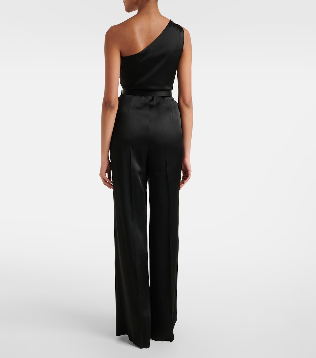 Атласный комбинезон на одно плечо с поясом Gioire Max Mara, Nero — фото 3