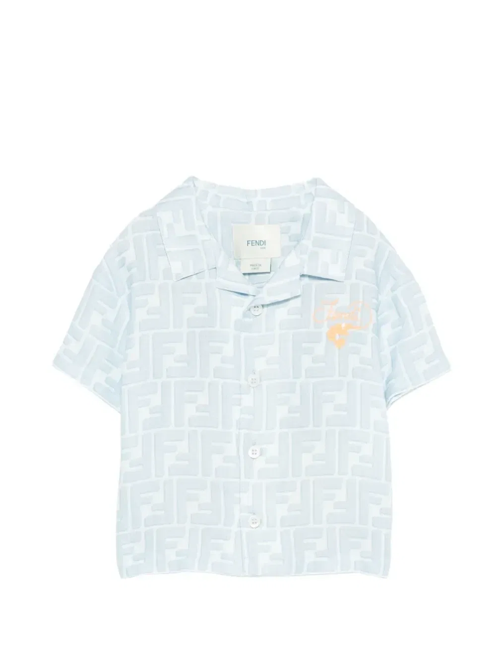 Рубашка с монограммой FF Fendi Kids, синий