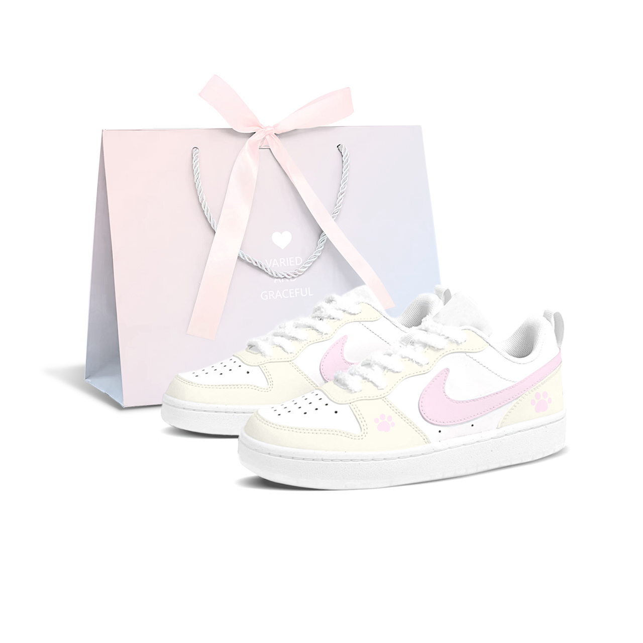 

Nike Детские кроссовки для скейтбординга Court Borough Pink Bubbles с нескользящей подошвой для подростков