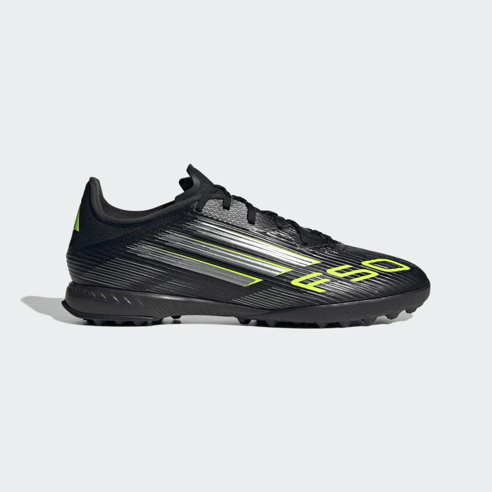 Бутсы Adidas F50 League Turf Cleats, цвет Core Black/Iron Metallic/Lucid Lemon — фото 2