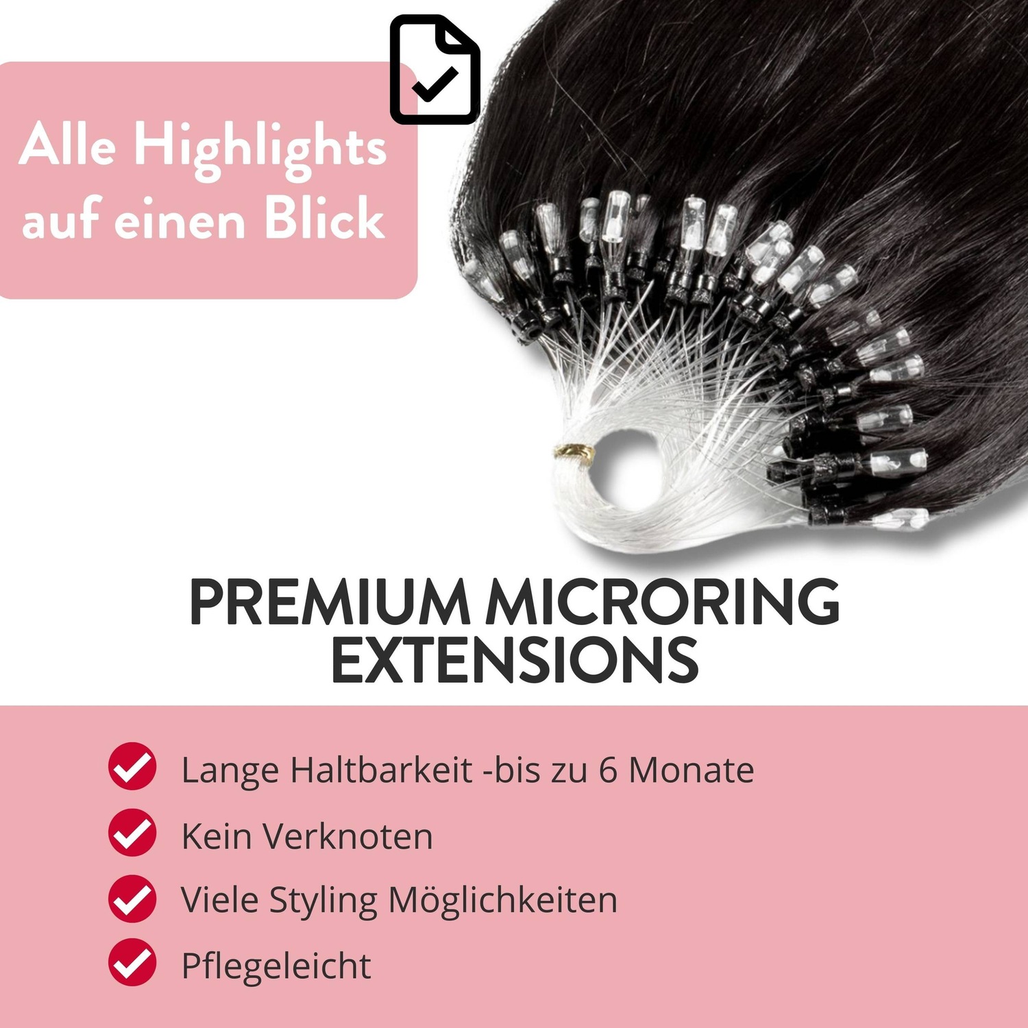 Накладные волосы microring extensions premium echthaar #4/0 mittelbraun 1g Hair2Heart, 60cm, количество 25 шт. — фото 3