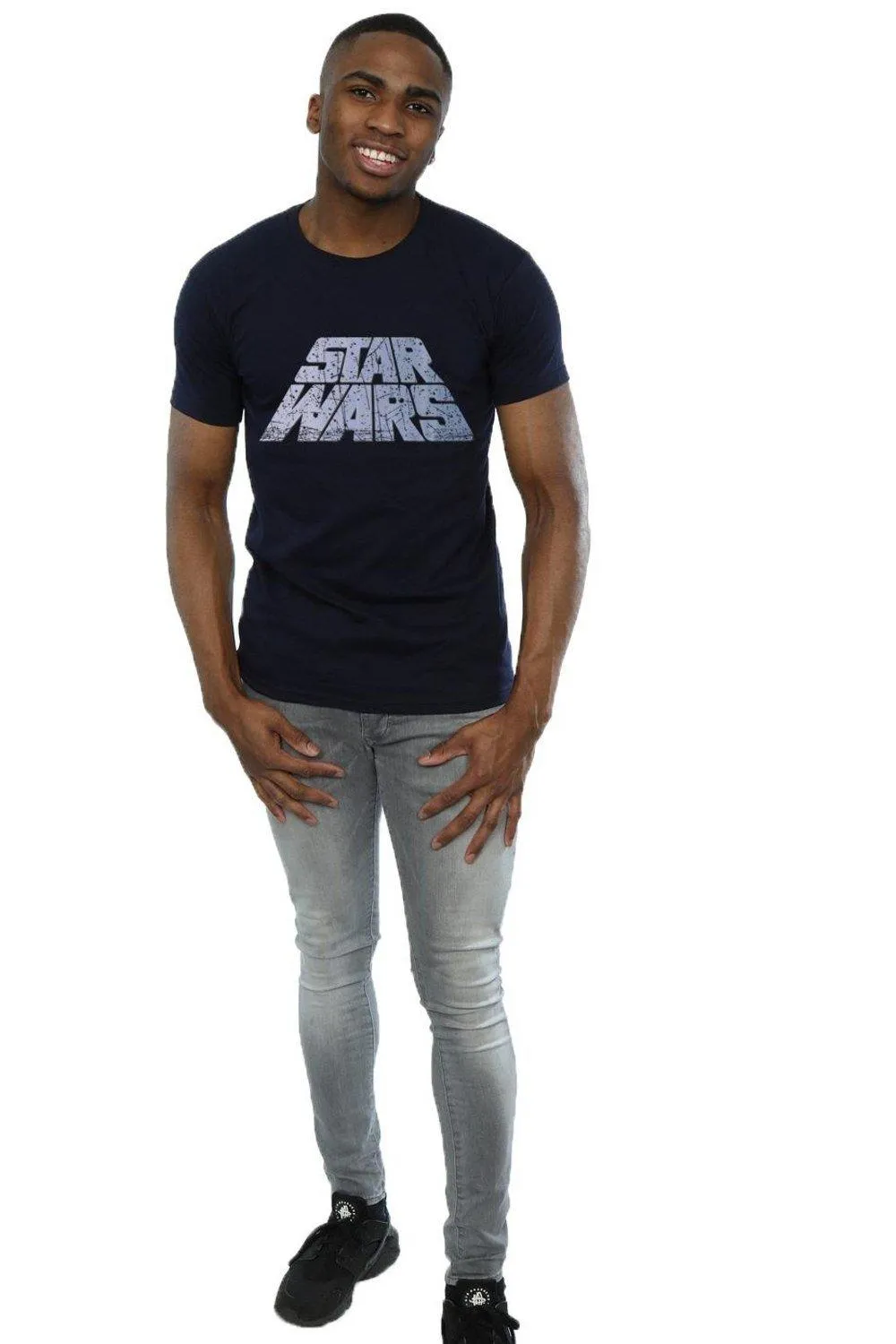 

Серебряная футболка с логотипом Star Wars, темно-синий