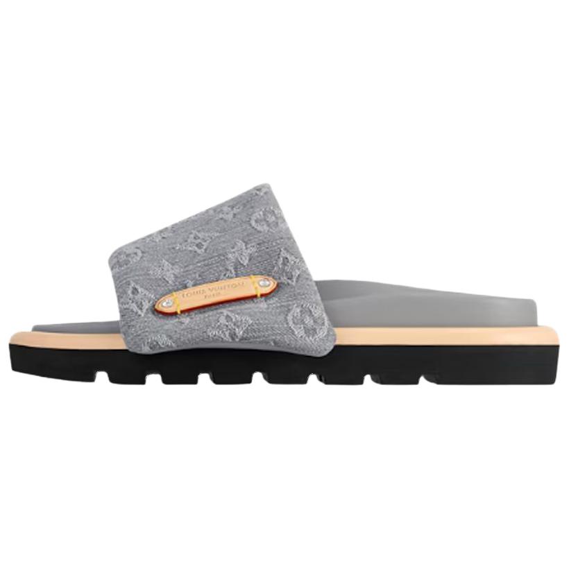Тапочки-слайды Pool Pillow Comfort, женские, серые LOUIS VUITTON, Original Shoe Box Included