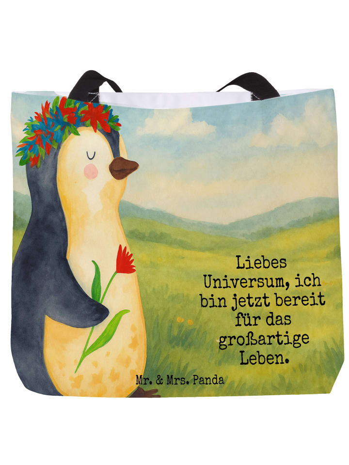 

Mr. & Mrs. Panda Сумка с изображением пингвина, цветочного рисунка и надписью белого цвета