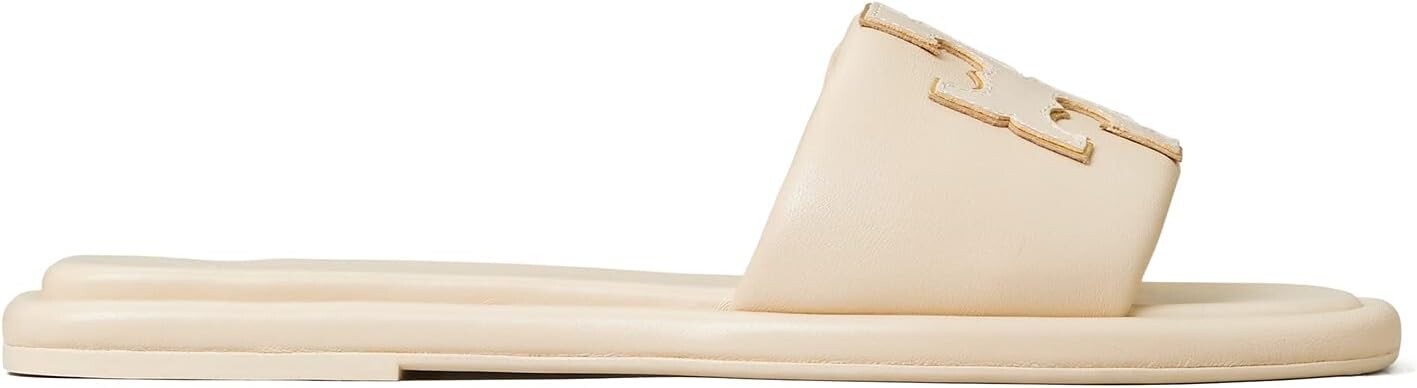Сандалии на плоской подошве Double T Sport Slide Tory Burch, цвет Dulce De Leche/Gold — фото 2