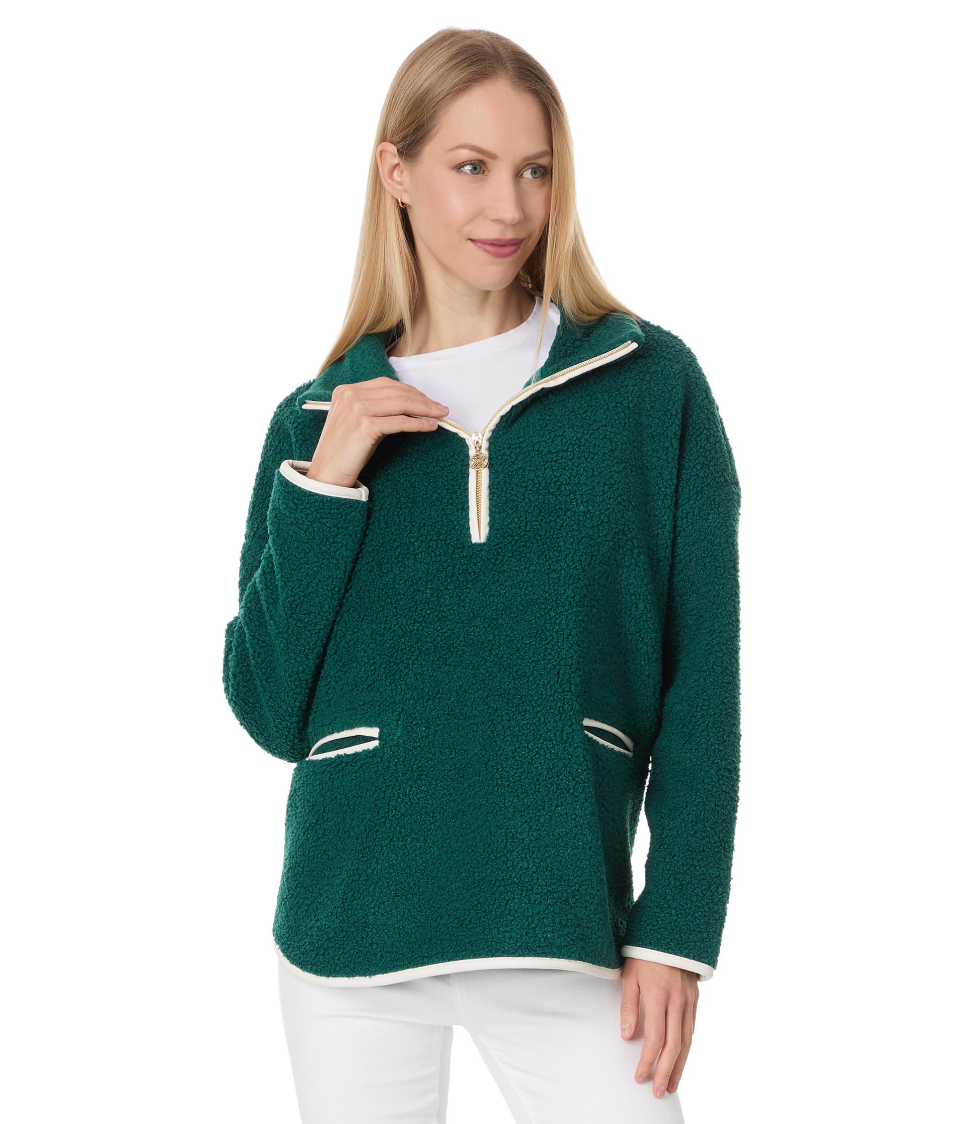 

Свитер Lilly Pulitzer Soreen Sherpa Popover, Villa Green