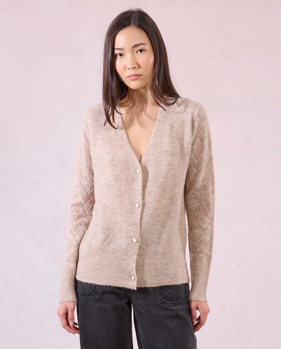 

Женский кардиган с длинным рукавом ажурной вязки Molly Bracken, бежевый