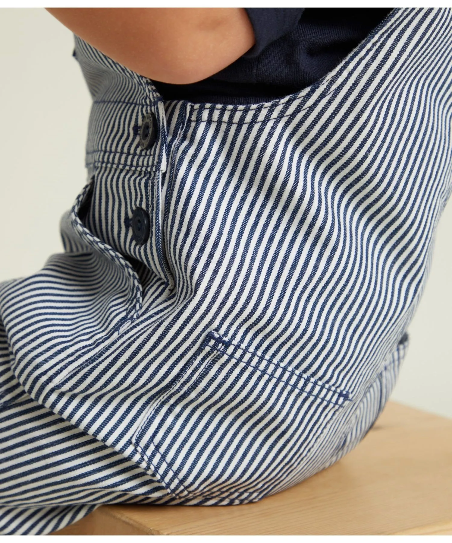 Комбинезон в полоску «Гикори» PETIT BATEAU, Navy/Off-White — фото 4