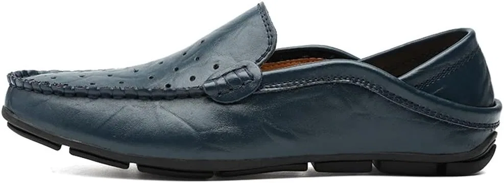 Мокасины кожаные Men's Loafers Shoes Moccasins, синий SayfuR — фото 3