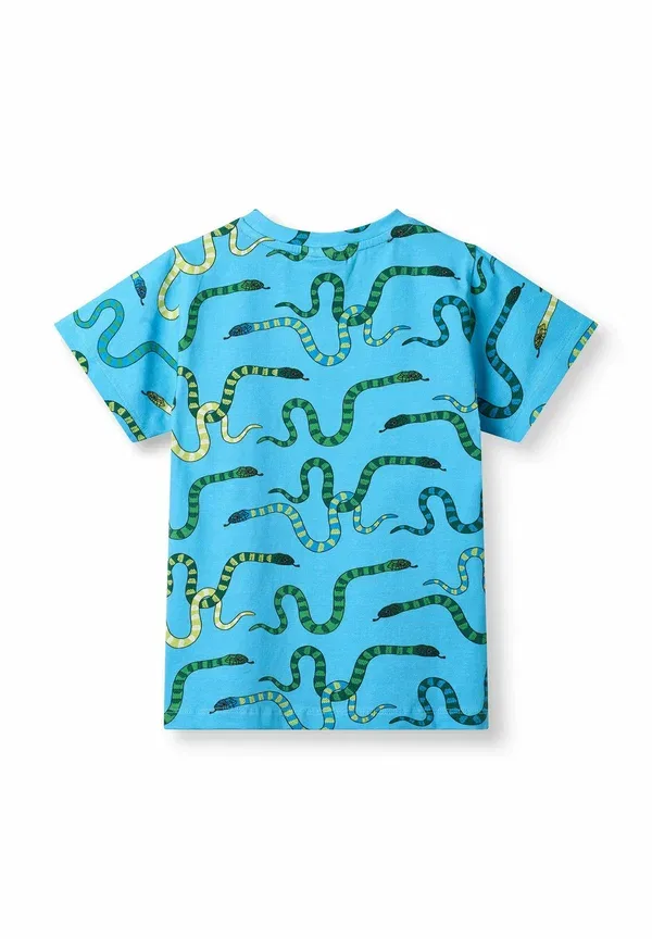Футболка с принтом змей Gala med slanger print t-shirt Småfolk, голубой бассейн — фото 3