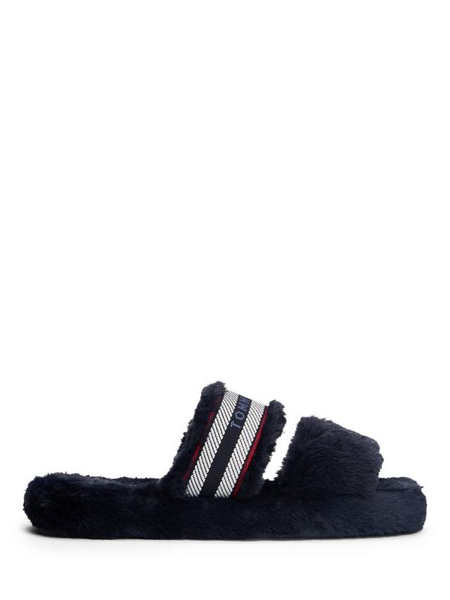 Тапочки с плетеным логотипом из искусственного меха Tommy Hilfiger, Space Blue