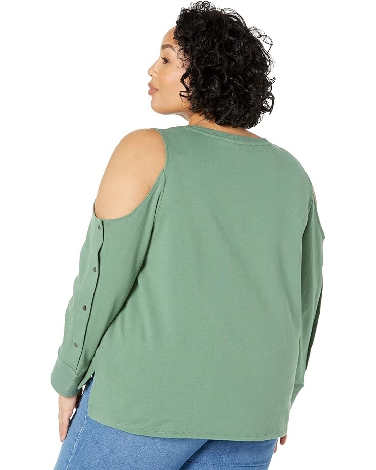 

Топ Vince Camuto Plus Size Long Sleeve Cold-Shoulder Snap Top, цвет Lush Eden