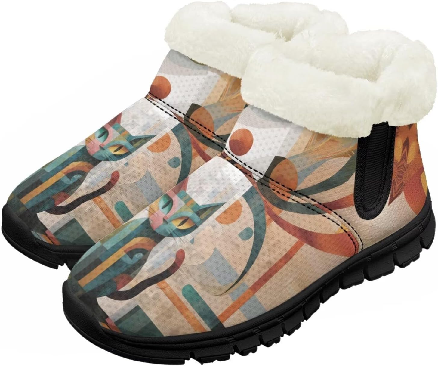 

Большие и маленькие детские зимние сапоги с меховой подкладкой для девочек, пушистые сапоги, нескользящие уютные зимние ботинки для улицы Pointodoor, Abstract Cat