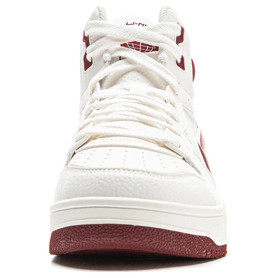 Кроссовки LINING Tianji Soft Skateboarding Shoes Men Mid-top Cloud White/deep Red, красный — фото 4