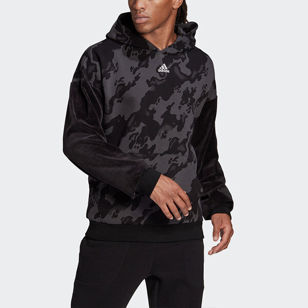 Толстовка vevlet aop hdy colorblock camouflage sports black Adidas, черный — фото 2