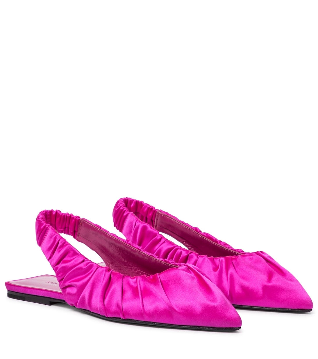 Атласные балетки Roma с открытой пяткой Khaite, Fuschia
