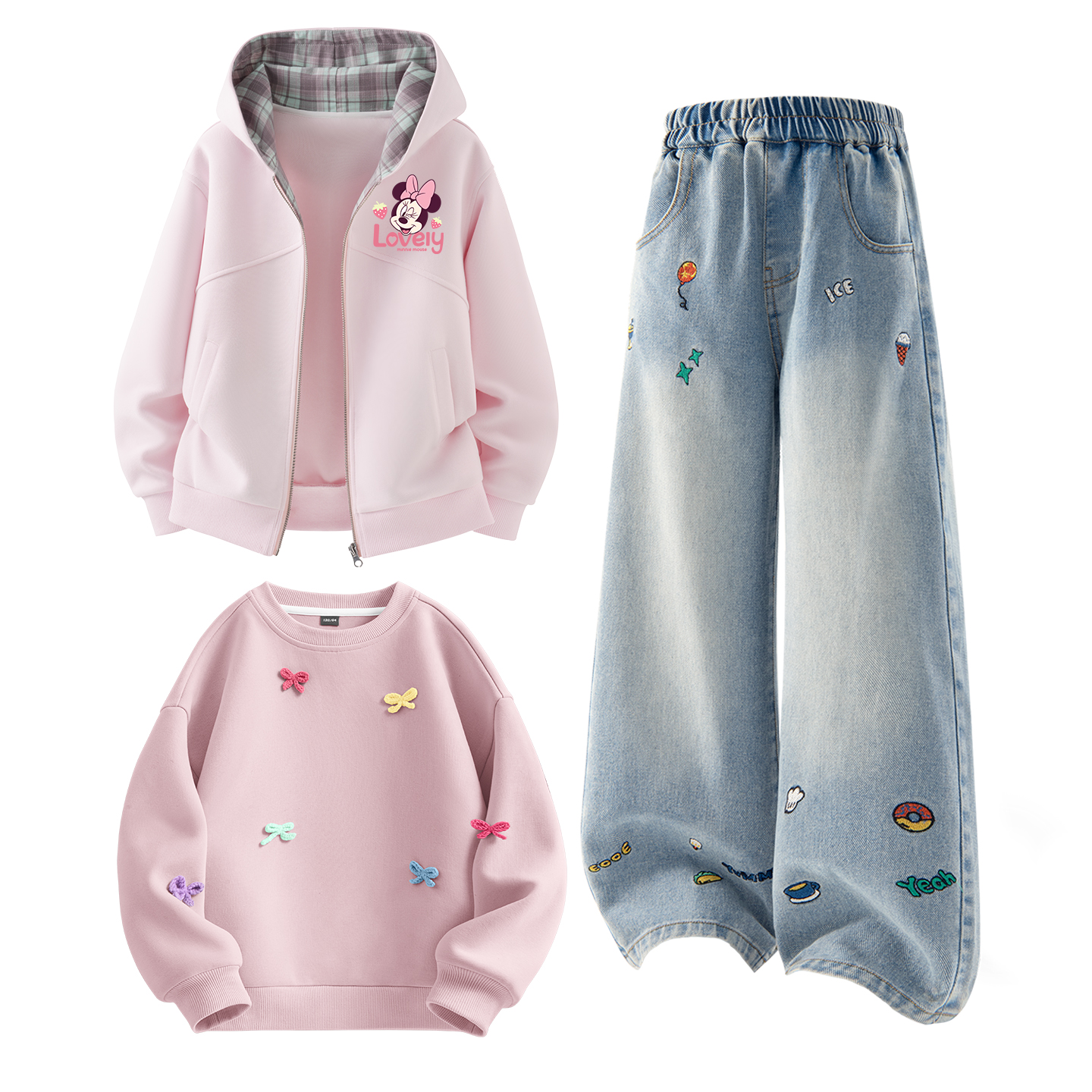 

Детский спортивный комплект Casual из 3 предметов Disney, di xin sweet k cherry blossom розовый+solid color denim синий+solid color lotus розовый