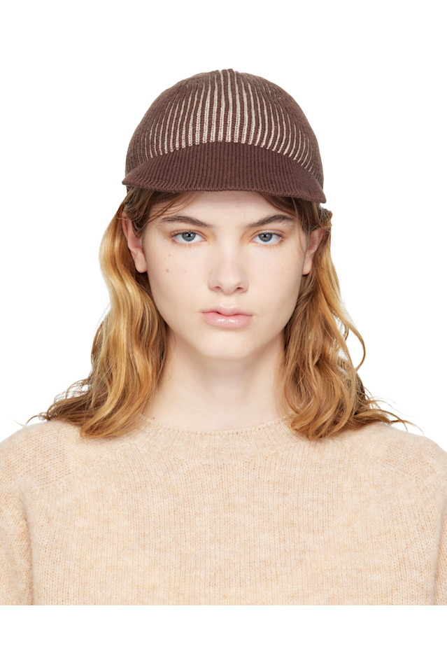 

Ymc Вязаная шапка коричневого и бежевого цвета