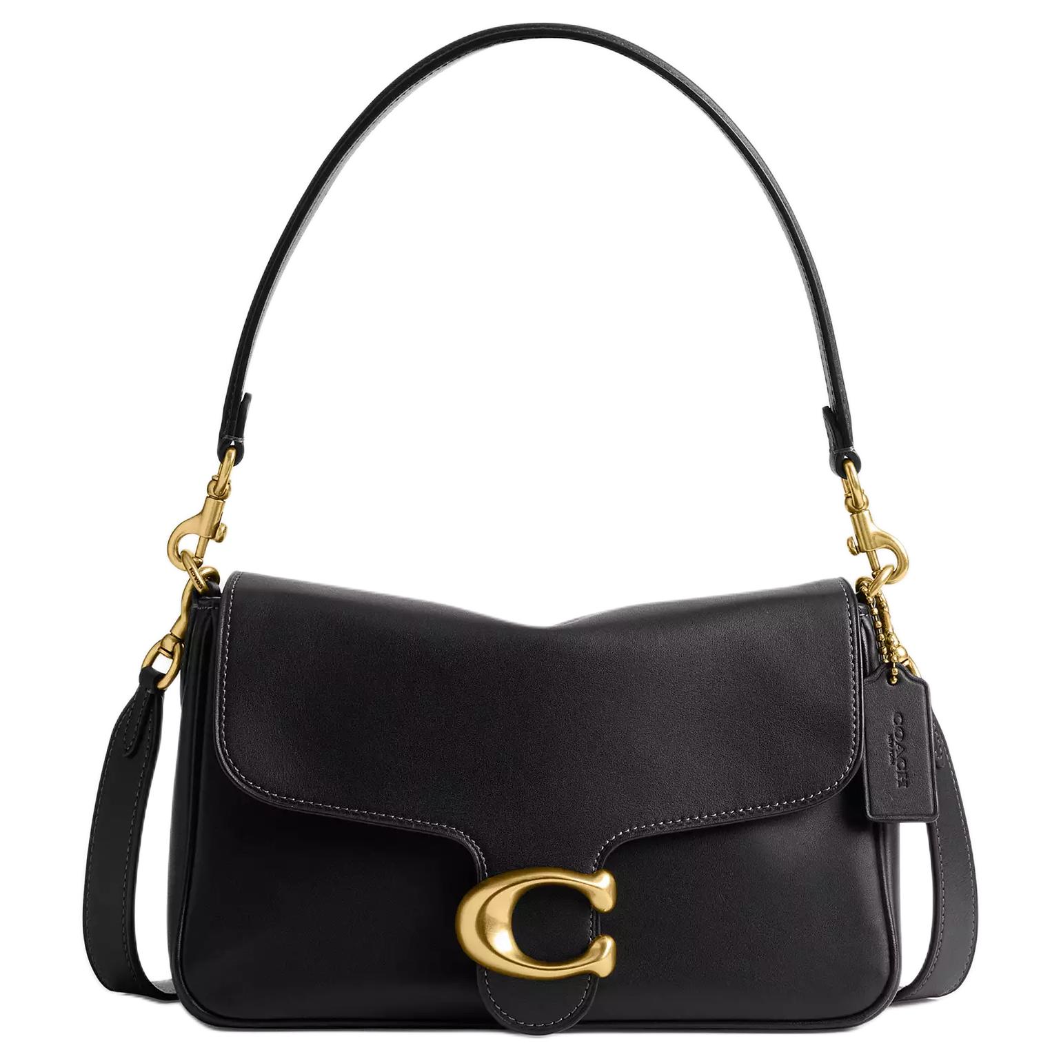 

COACH Мягкая кожаная сумка через плечо среднего размера для женщин черная