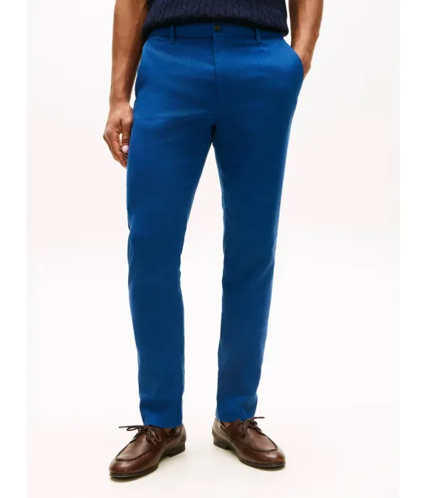 Льняные брюки-чиносы DENTON straight fit Tommy Hilfiger, синий