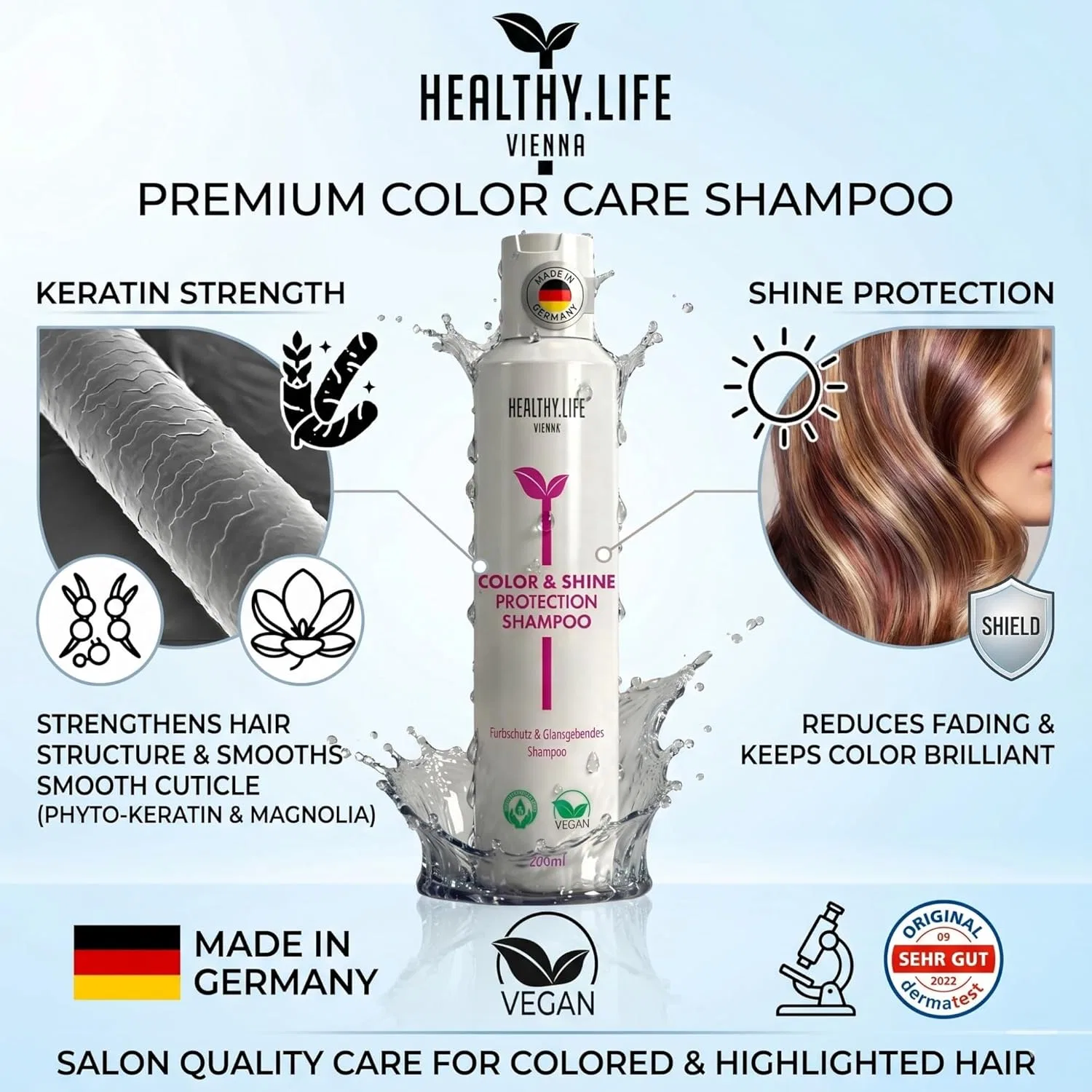 Шампунь HLV Colour & Shine Protecting с кератином и магнолией 200 мл Healthy.Life Vienna — фото 4