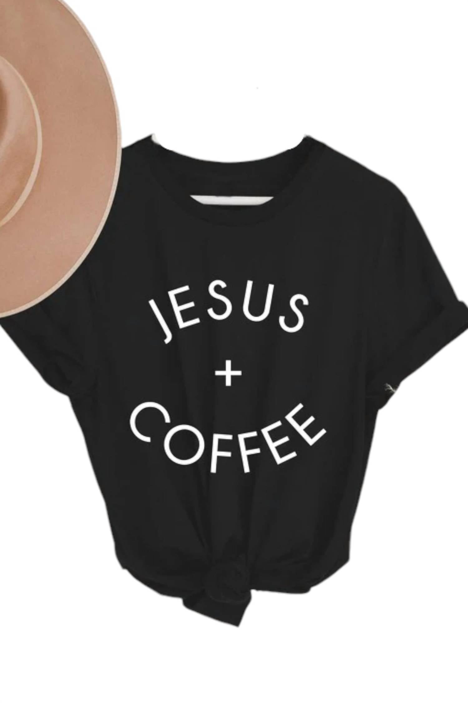 

Женская футболка Jesus + Coffee черного цвета Type A Tees