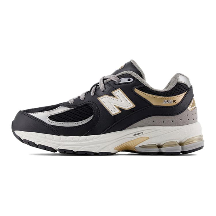 

New Balance NB 2002R износостойкие амортизирующие низкие детские кроссовки для повседневной носки, черные, серебристые, подростковые