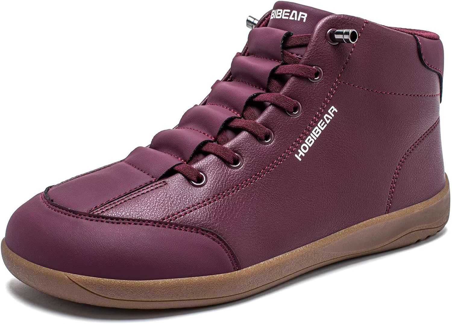 

Кожаные Ботинки HOBIBEAR Barefoot, Нулевая Пятка, Широкая Подошва, Минималистичные, Унисекс, Средние Ботинки для Ходьбы, красный