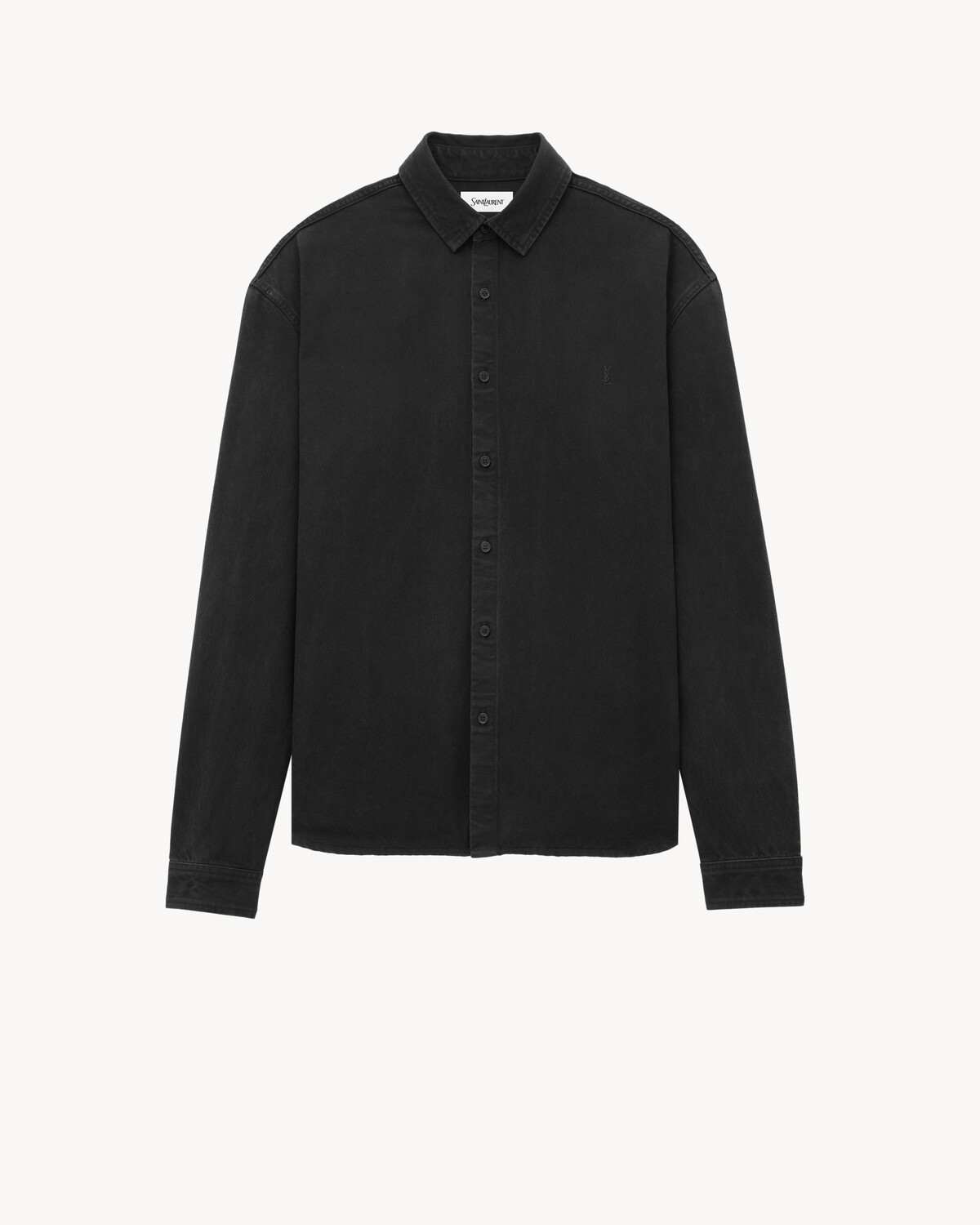 

Рубашка Cassandre из денима цвета черный ворон SAINT LAURENT, черный