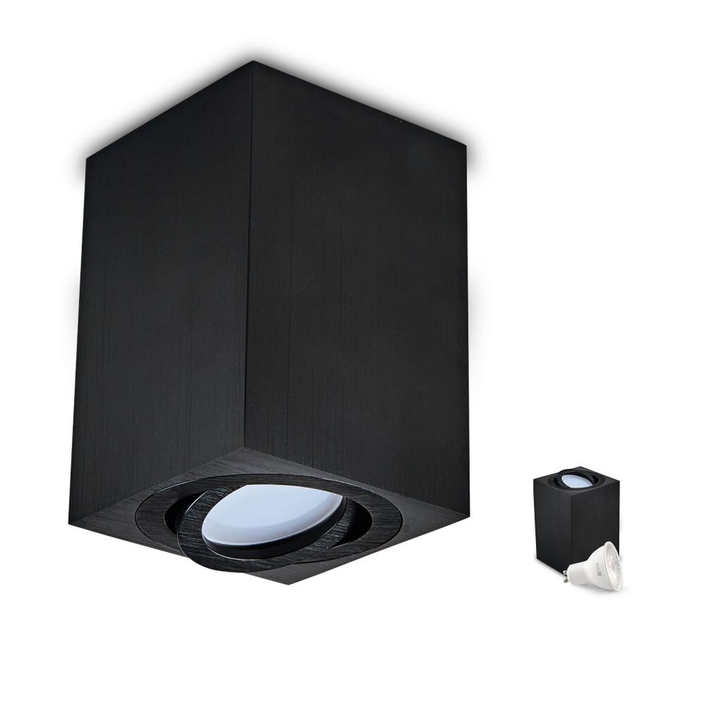 

[T] Накладной точечный светильник OH37 Потолочный светильник ПРЯМОУГОЛЬНИК цвет ЧЕРНЫЙ Потолочный светильник - подвижный потолочный спот алюминий IP20 Светодиодный точечный светильник в комплекте с лампочкой GU10 5W 4000K (1 шт., L - нейтральный...