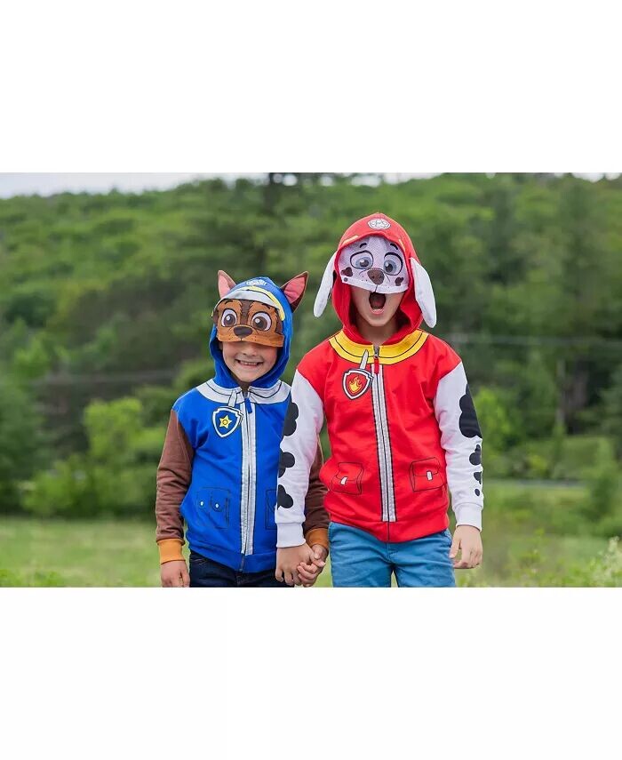 Флисовый пуловер с капюшоном на молнии для мальчиков Rubble Chase Skye Paw Patrol, синий — фото 2